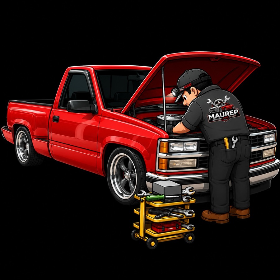 MAUREP technician working under the hood of a truck – Martinez Auto Repair, Bradenton